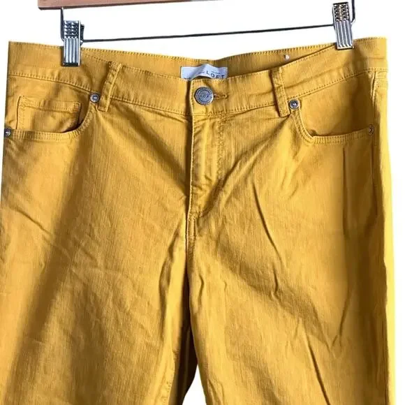 LOFT Modern Skinny Cropped Yellow Jeans Size 30 Women’s Stretch Denim - Picture 4 of 6